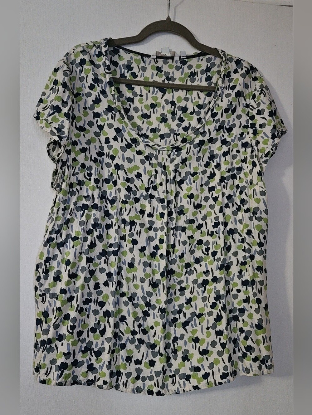 Boden Scoop Neck Short Sleeve Tulip Print Viscose/Silk Top, 18